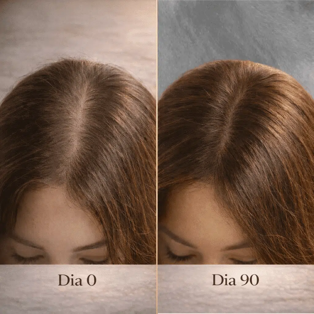Antes e depois Natucap Hair, 90 dias de tratamento contínuo