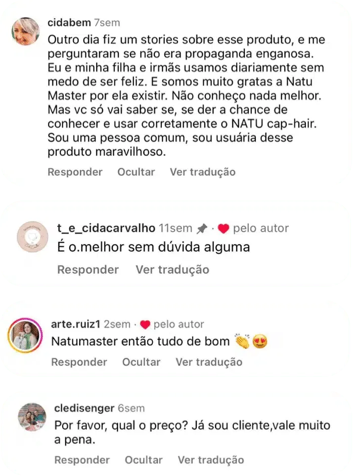 Resultados reais de clientes Natumaster